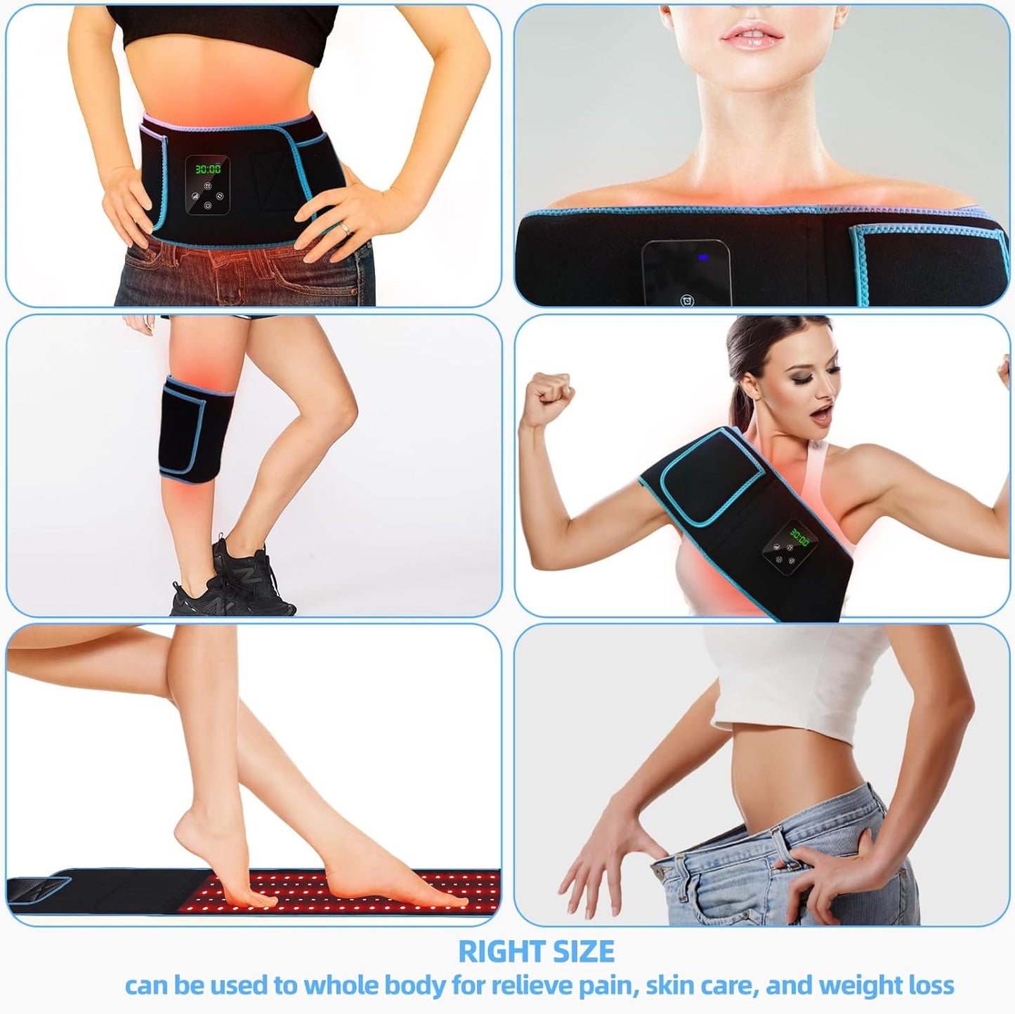 Red Light Therapy, Portable Cordless Red Infrared Light Therapy Belt for Body Rechargeable Wireless Magnetic LED Device for Waist Back Knee Joints Pain Relief, Reduce Inflammation, Faster Healing