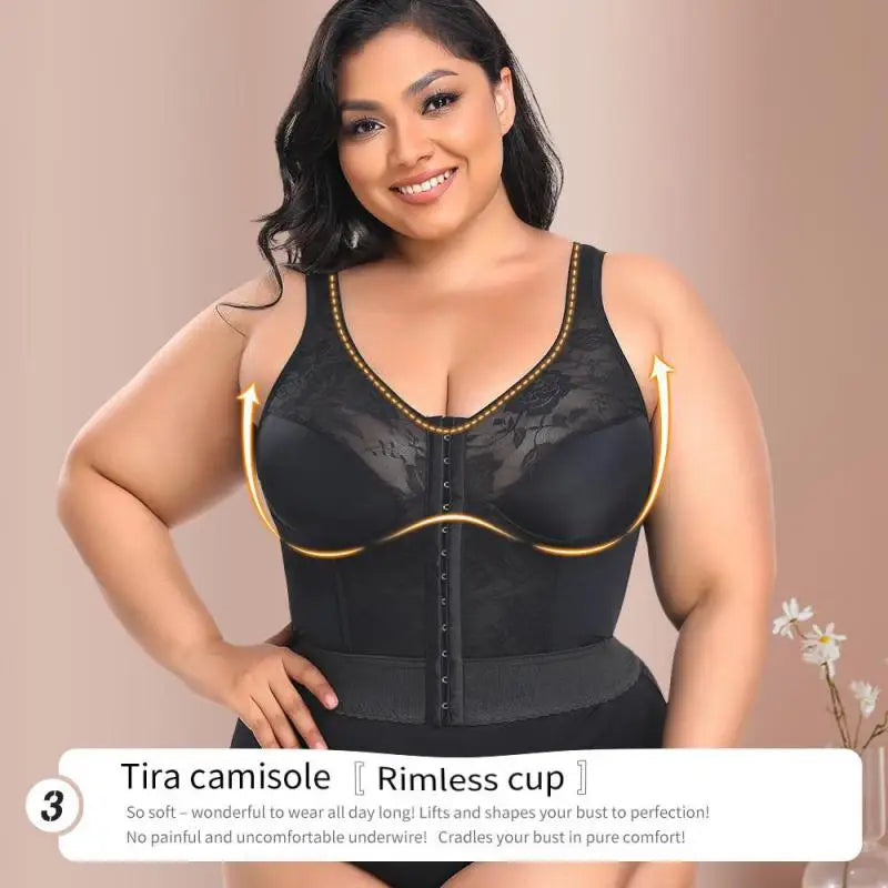 Women Shapewear 3-In-1 Bra Waist Trainer Girdle Posture Corrector Push up Underwear Slimming Corset Belly Sheath Vest Lace S-5XL