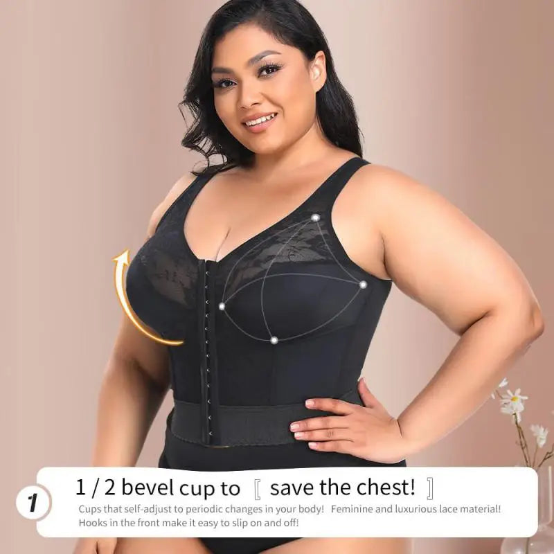 Women Shapewear 3-In-1 Bra Waist Trainer Girdle Posture Corrector Push up Underwear Slimming Corset Belly Sheath Vest Lace S-5XL