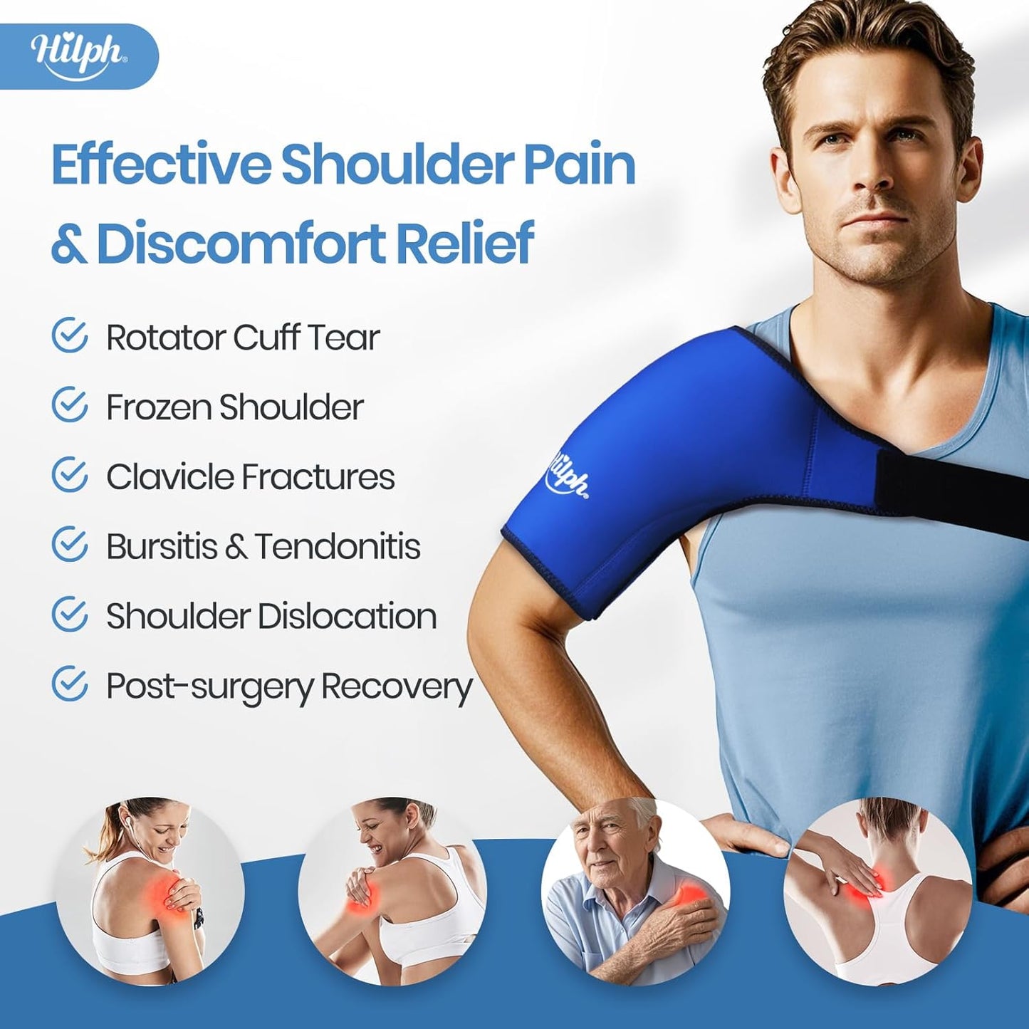 Shoulder Ice Pack Wrap for Rotating Cuff with Hot Cold Therapy, Reusable Adjutable Shoulder Wrap with Gel Ice Pack for Pain Relief, Tendonitis, Post-Operative Recovery